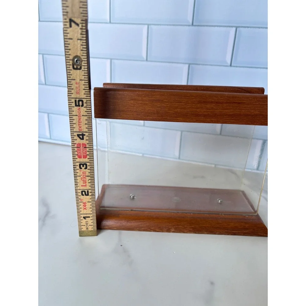 Dolphin Genuine Teakwood Lucite Napkin Holder Mid Century Modern MCM Thailand